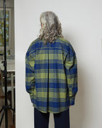 Оверсайз сорочка в синьо-зелений клітинку