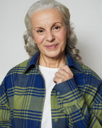 Оверсайз сорочка в синьо-зелений клітинку